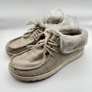 Hey Dude Britt Ankle Bootie Womens Size 9 Cream Faux‎ Fur Lined Comfort Outdoor